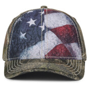 Camo with Flag Sublimated Front Panels Cap