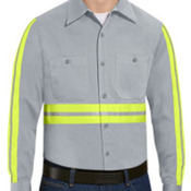 Enhanced Visibility Long Sleeve Cotton Work Shirt - Tall Sizes