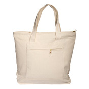 Zippered Cotton Canvas Tote Bag